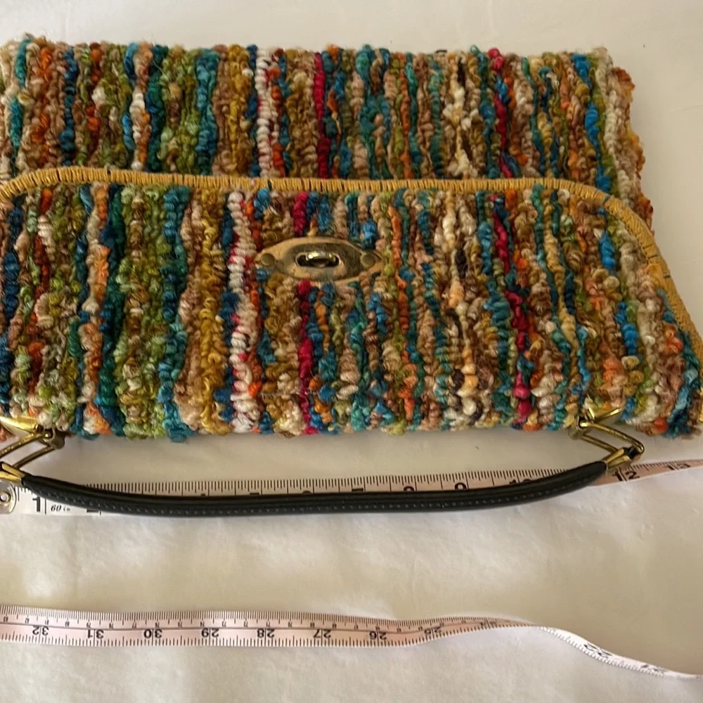 Jerry Terrence vintage carpet bag the original gold hardware brown strap multi - Picture 12 of 15